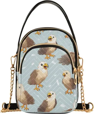 Hawk Crossbody Handbags for Women Casual Leather Shoulder Phone Purse