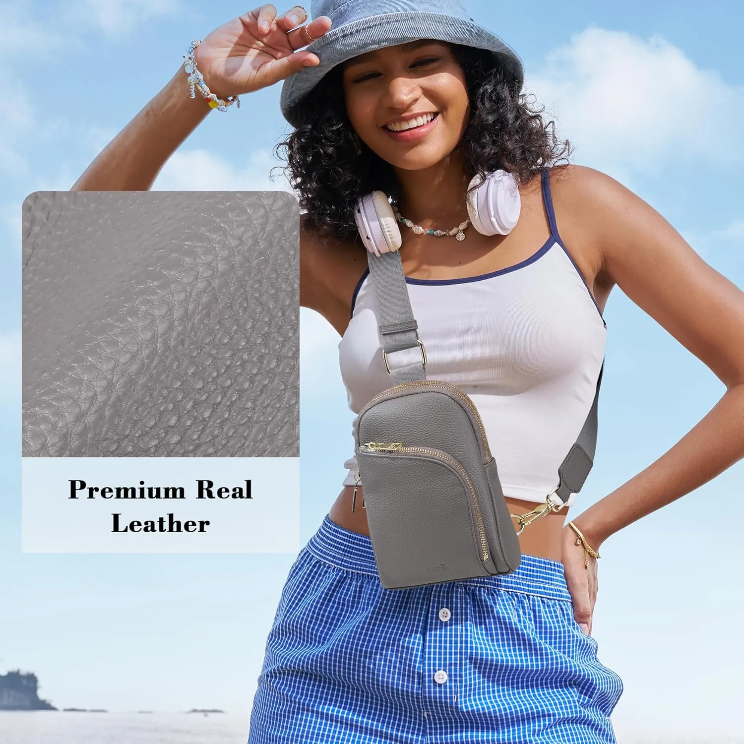Haytijoe RFID Blocking Crossbody Bags for Women Travel Small Sling Bag Leather Cross Body Bag for Woman Fanny Packs Chest Bag