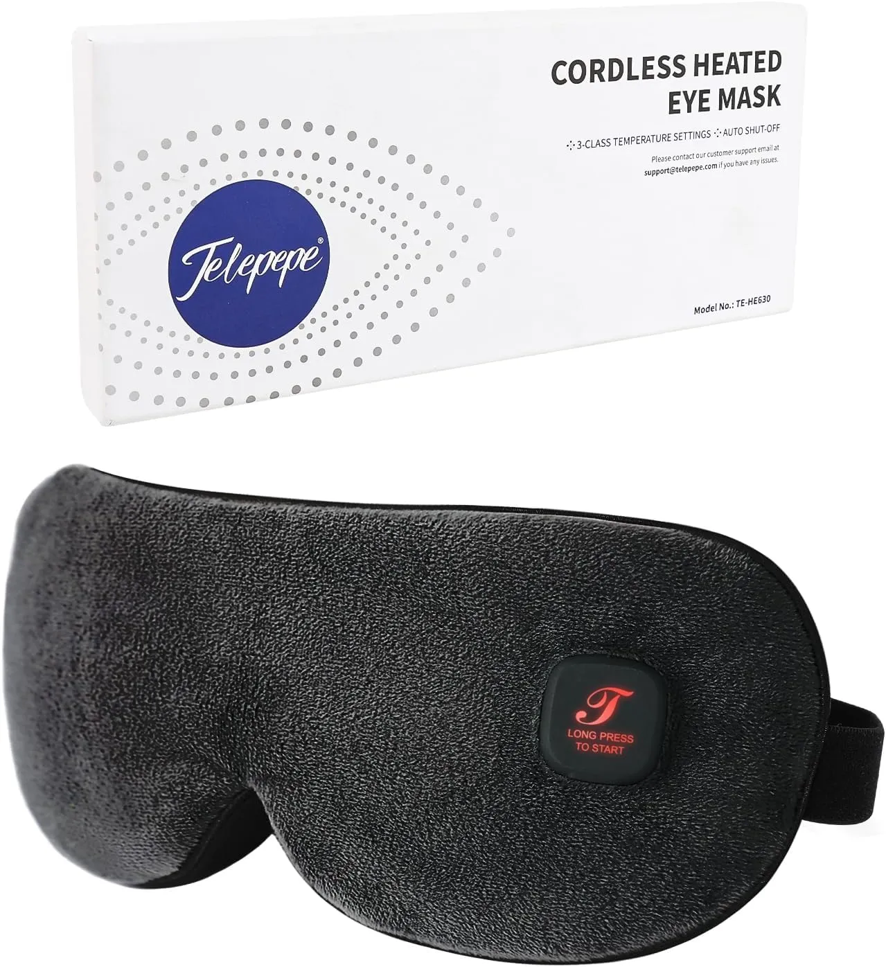 Heated Eye Mask, Cordless Warm Eye Compress for Dry Eyes, Blepharitis, Light Blocking Heat Eye Mask for Men Women, 1000mAh Rechargeable Battery and Washable Cover (Black)