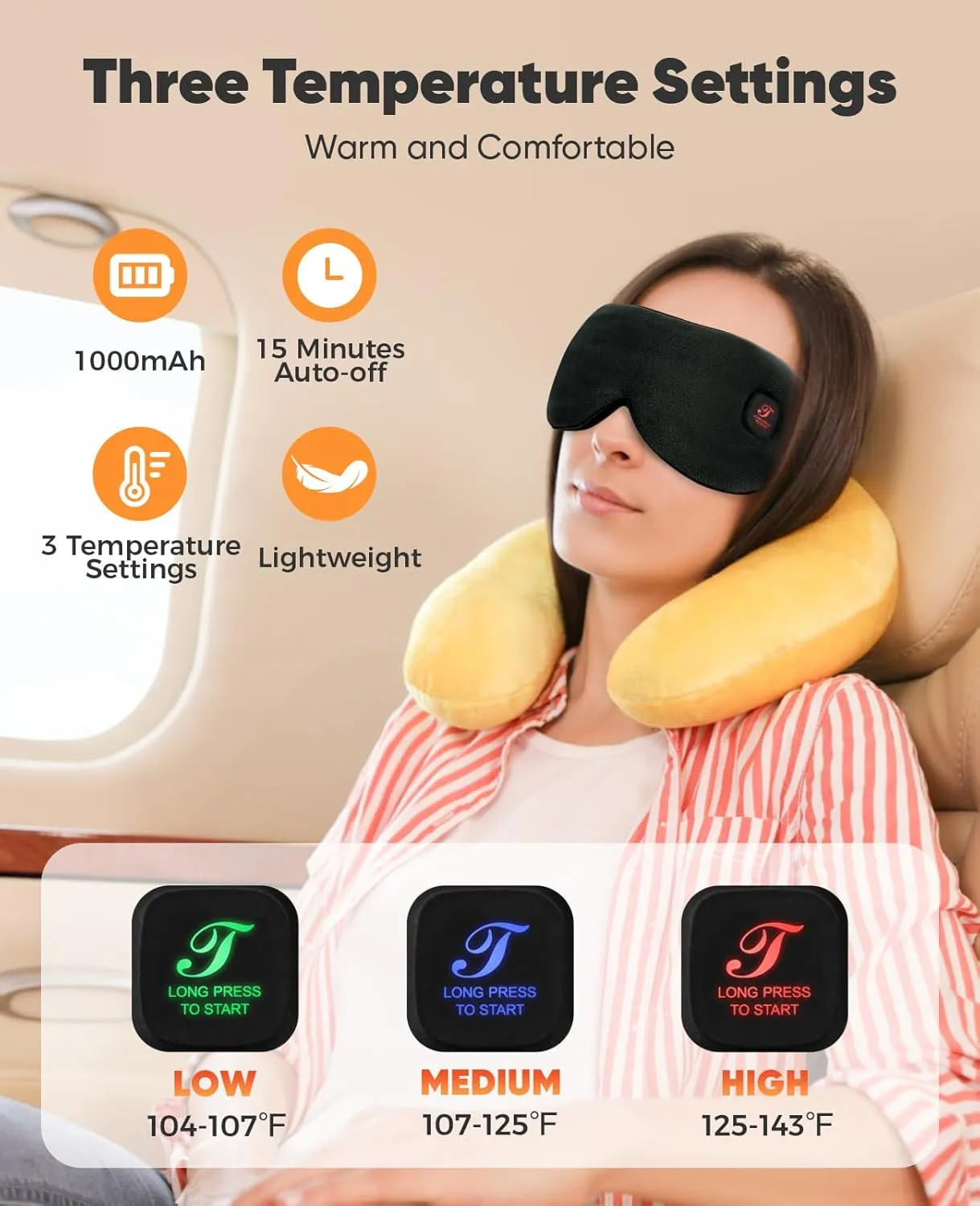 Heated Eye Mask, Cordless Warm Eye Compress for Dry Eyes, Blepharitis, Light Blocking Heat Eye Mask for Men Women, 1000mAh Rechargeable Battery and Washable Cover (Black)
