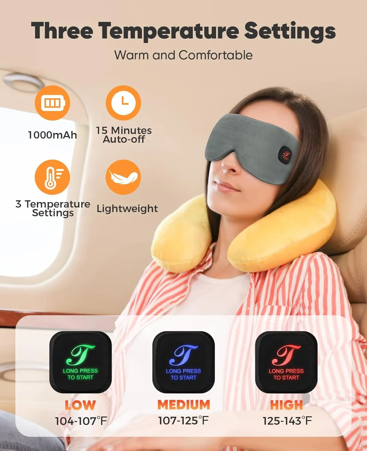 Heated Eye Mask, Cordless Warm Eye Compress for Dry Eyes, Blepharitis, Light Blocking Heat Eye Mask for Men Women, 1000mAh Rechargeable Battery and Washable Cover (Grey)