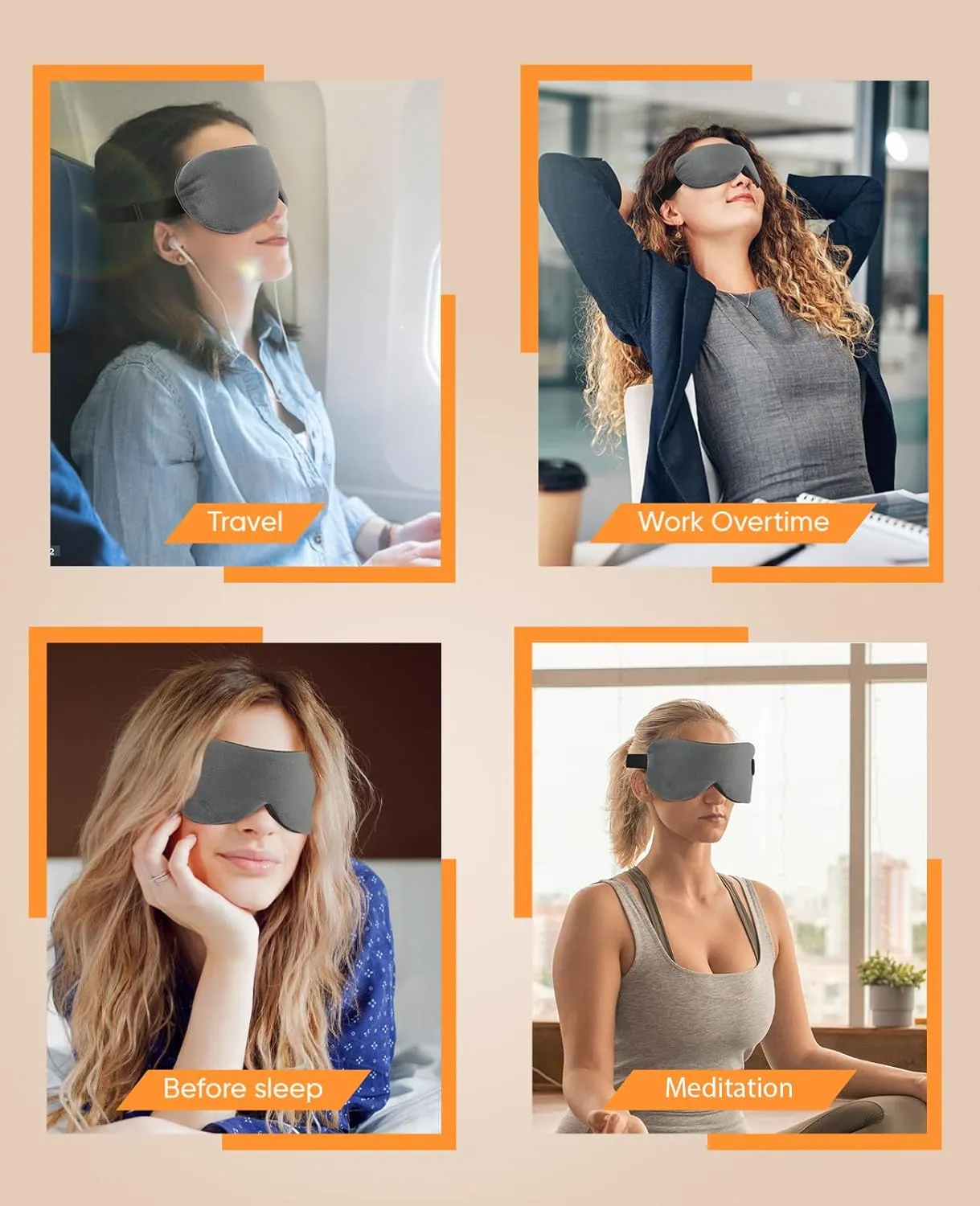Heated Eye Mask, Cordless Warm Eye Compress for Dry Eyes, Blepharitis, Light Blocking Heat Eye Mask for Men Women, 1000mAh Rechargeable Battery and Washable Cover (Grey)