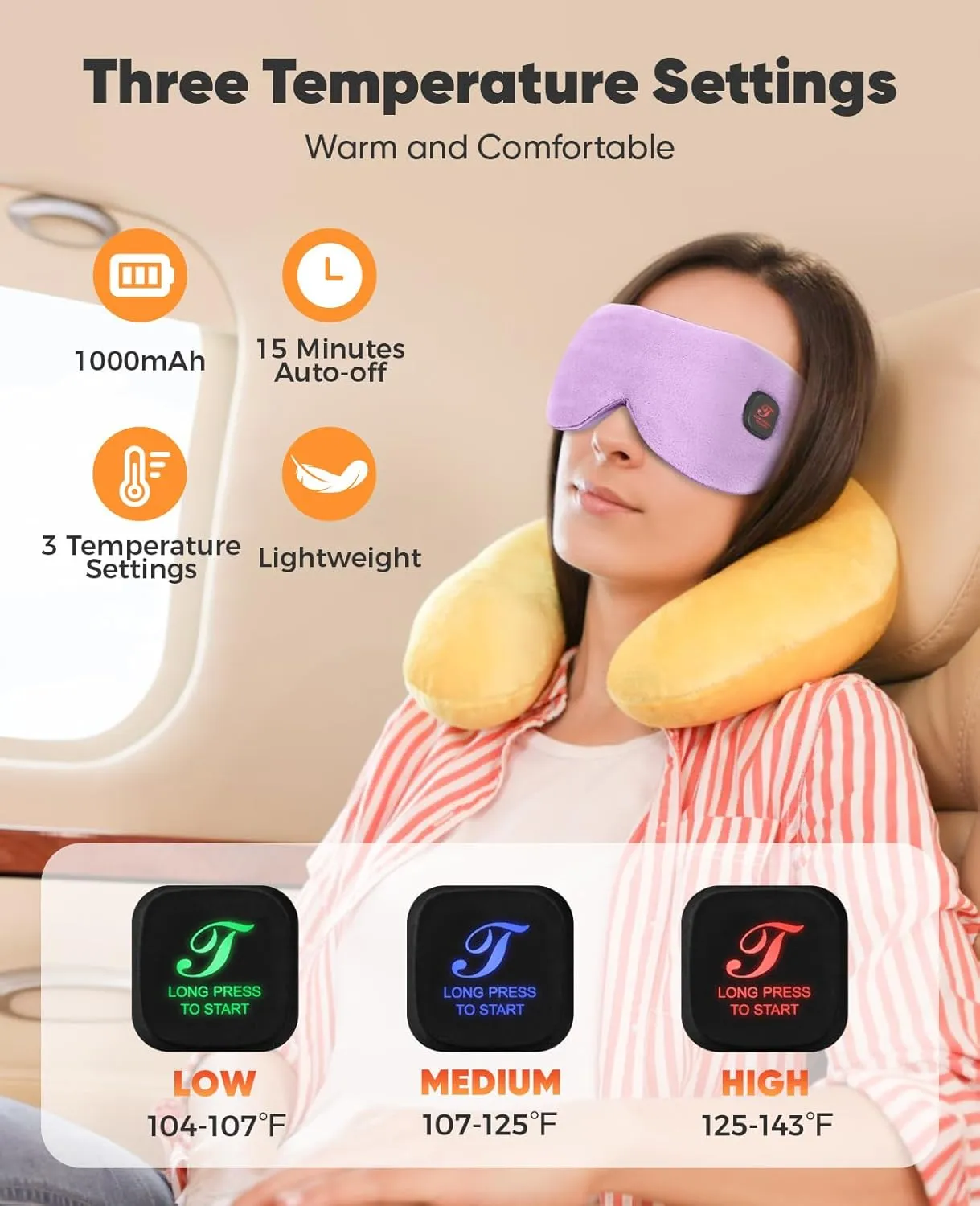 Heated Eye Mask for Dry Eyes, Cordless Warm Eye Compress, Blepharitis, Styes, 1000mAh, Washable Cover, Gifts for Family and Friends, Travel (Purple)