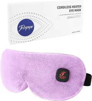 Heated Eye Mask for Dry Eyes, Cordless Warm Eye Compress, Blepharitis, Styes, 1000mAh, Washable Cover, Gifts for Family and Friends, Travel (Purple)