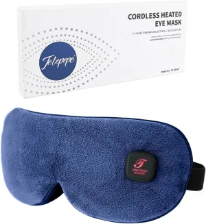 Heated Eye Mask for Dry Eyes, Cordless Warm Eye Compress for Blepharitis, Styes, 1000mAh, Washable Cover, Gifts for Family, Travel (Dark Blue)