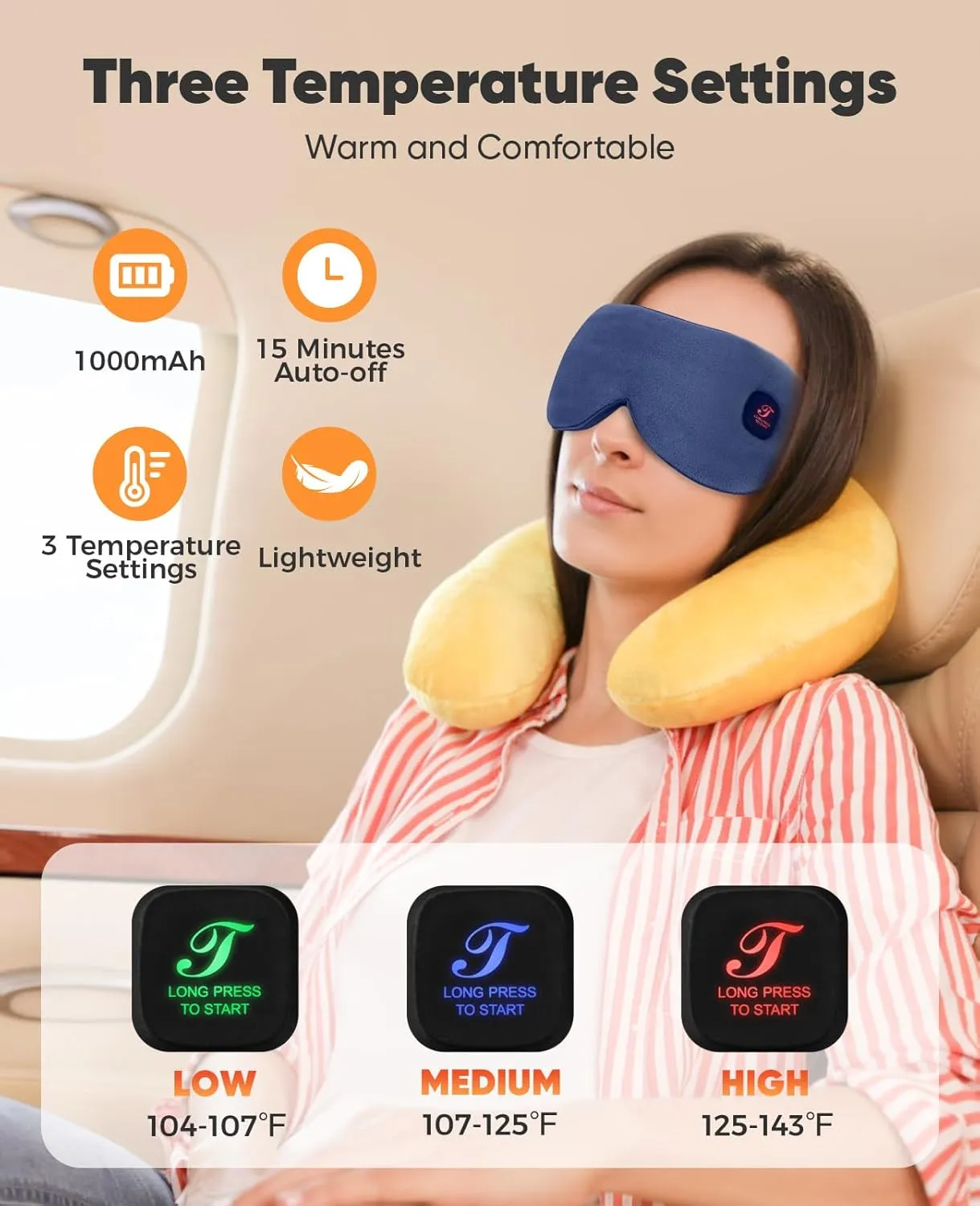 Heated Eye Mask for Dry Eyes, Cordless Warm Eye Compress for Blepharitis, Styes, 1000mAh, Washable Cover, Gifts for Family, Travel (Dark Blue)