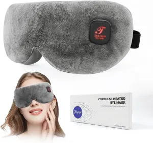 Heated Eye Mask for Dry Eyes, Cordless Warm Eye Compress, Styes, Blepharitis, 3 Temperature Settings, Washable, 1000mAh, Gifts for Friends (Grey)