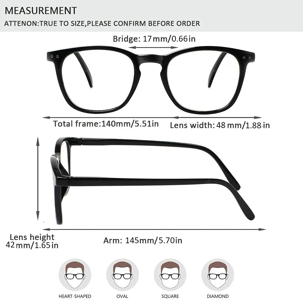 Henotin 3 Pack Blue Light Blocking Reading Glasses,Spring Hinge Computer Readers for Men Women,Anti UV Ray Filter Eyeglasses (3 Pairs Black, 2.75)