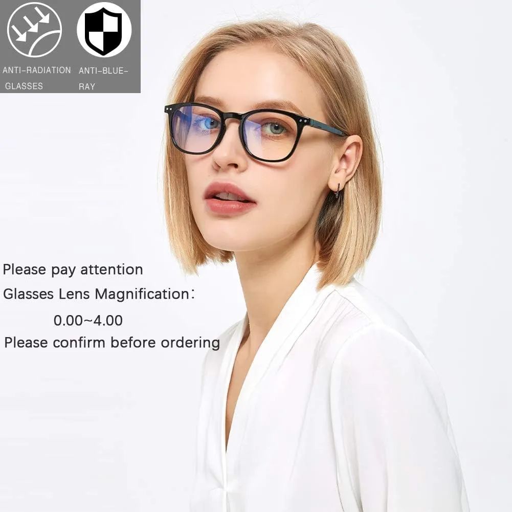 Henotin 3 Pack Blue Light Blocking Reading Glasses,Spring Hinge Computer Readers for Men Women,Anti UV Ray Filter Eyeglasses (3 Pairs Black, 2.75)