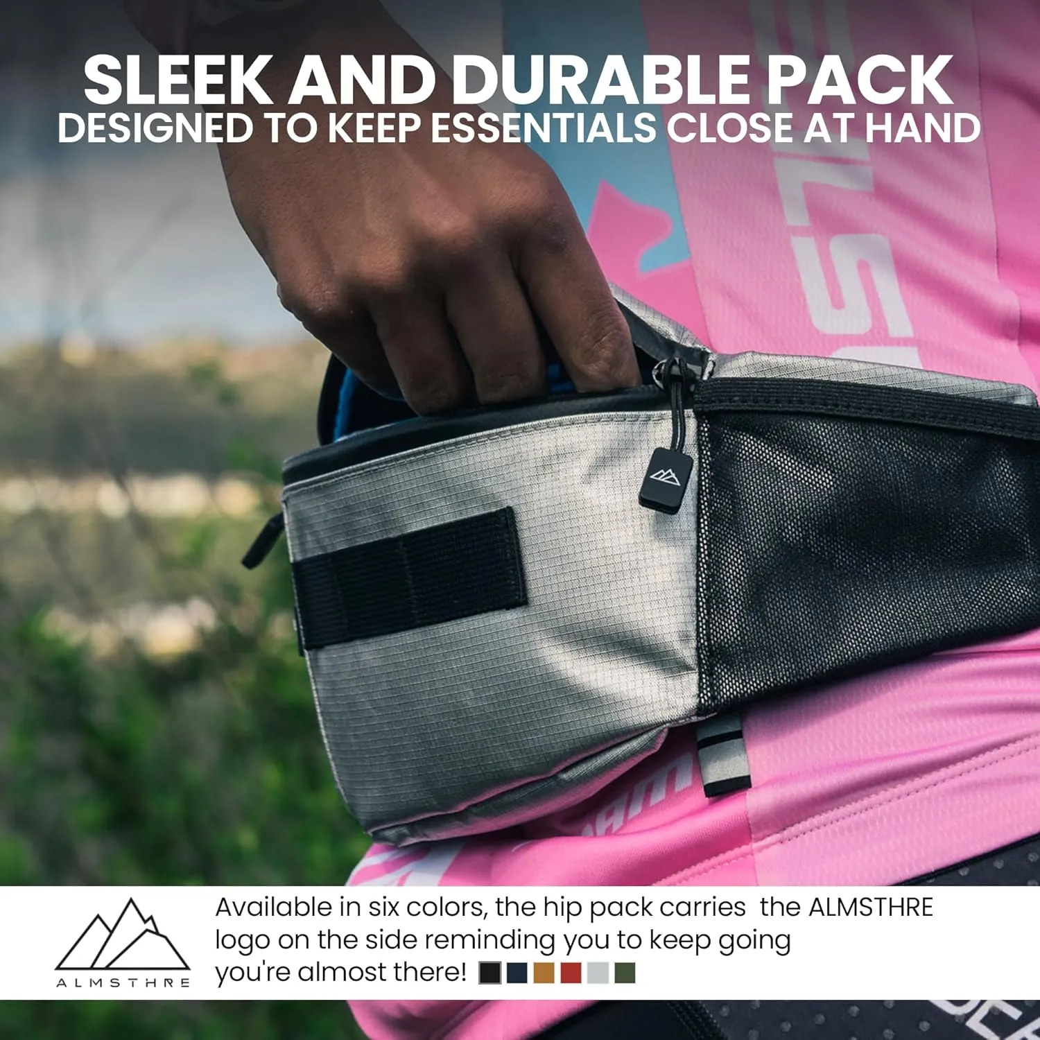 Hip Pack - Sterling Silver | Durable & Waterproof Fanny Pack for Cyclists | Adjustable Fit with Organized Storage | Recycled Ripstop Nylon for Biking, Hiking, and Everyday Carry