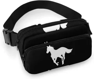 Horse-White Pony Belt Bag Double Layer Fanny Pack Crossbody Bags Adjustable Bum Bag for Women Men
