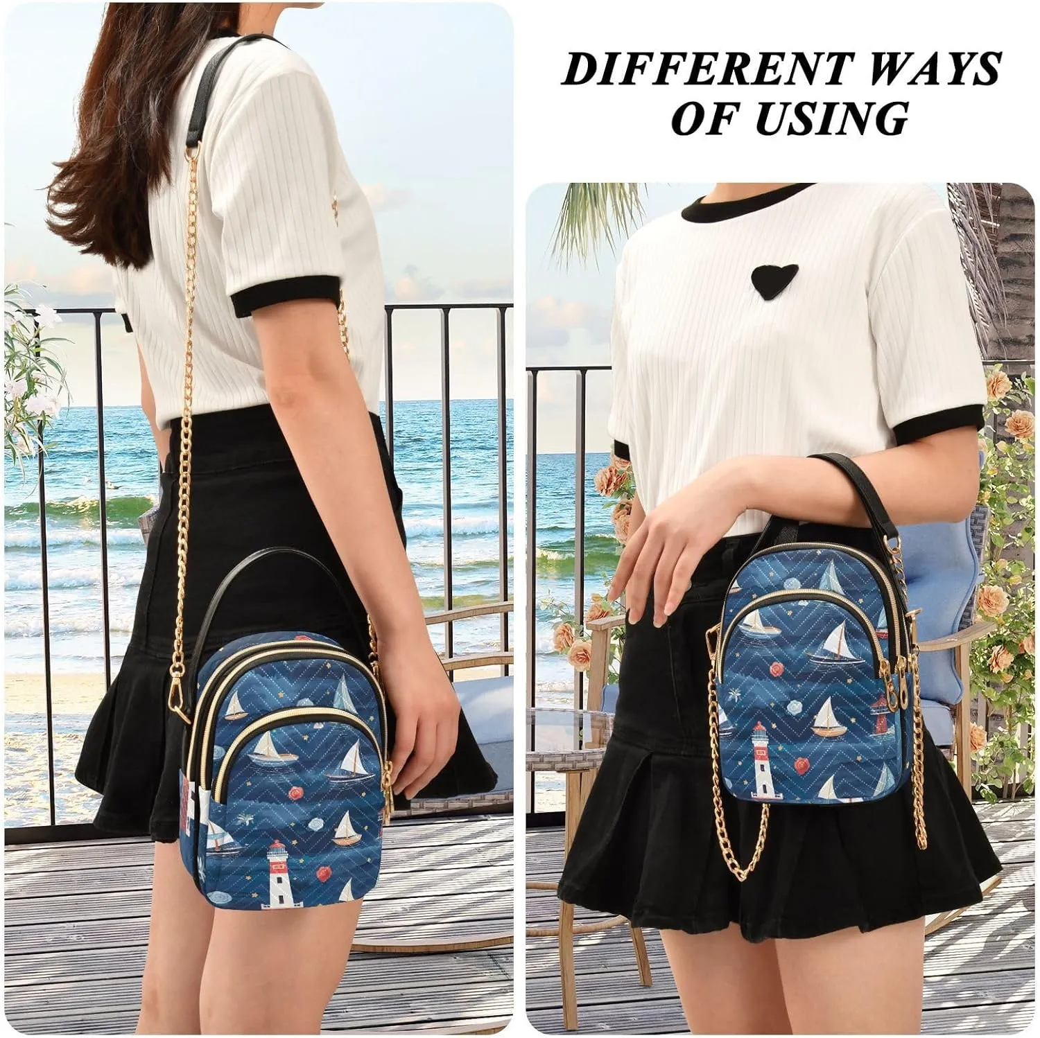 Houses on each Side of the Water Women's Crossbody Handbags, Fashion Crossbody Bag Phone Purses with Crossbody Strap