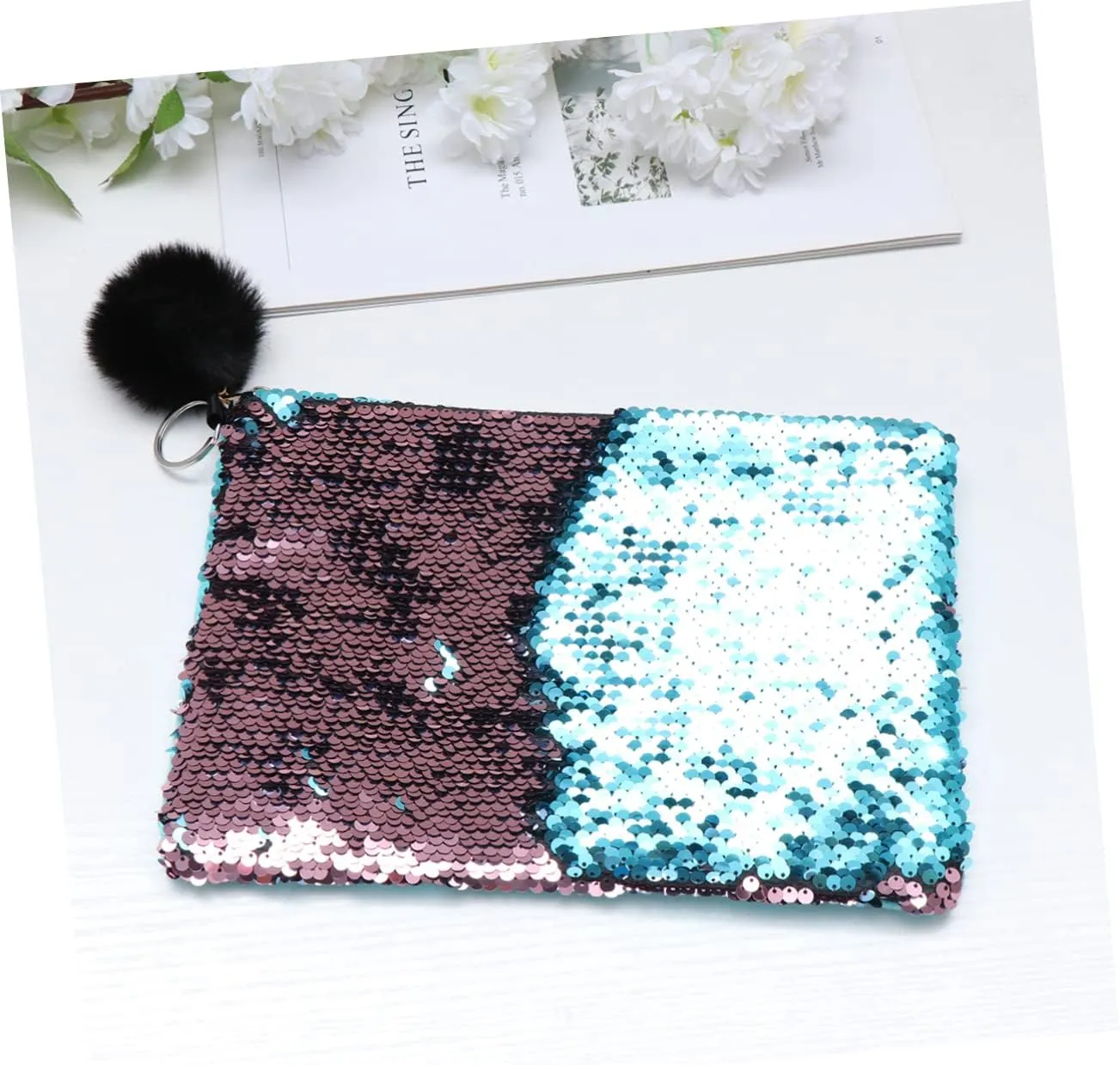 Housoutil 2pcs Makeup Bags Sparkling Wallet for Women Cosmetic Bag for Women Coin Purse Hairball Supplies Miss, As Shownx3pcs, Szie 1x3pcs