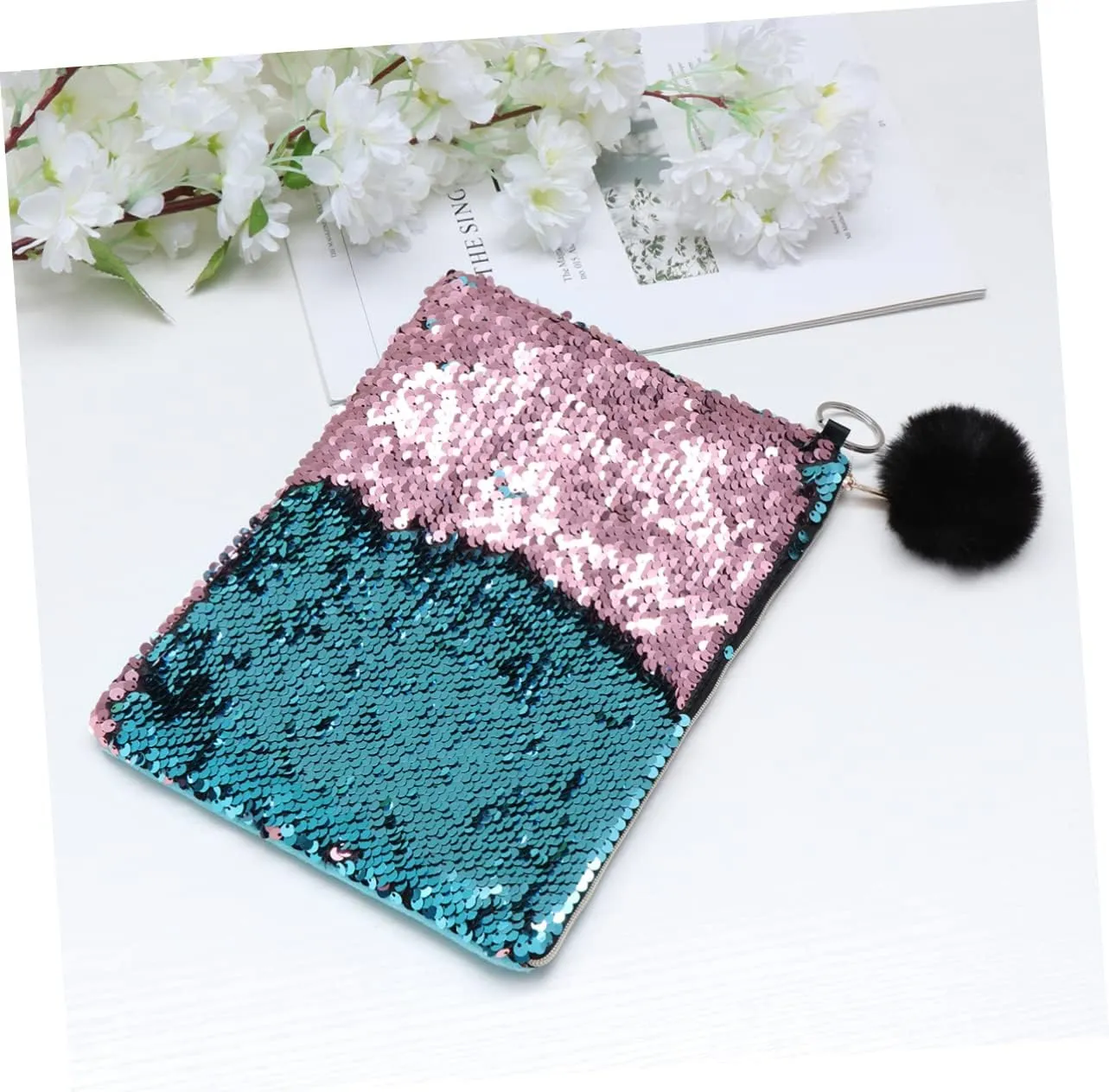 Housoutil 2pcs Makeup Bags Sparkling Wallet for Women Cosmetic Bag for Women Coin Purse Hairball Supplies Miss, As Shownx3pcs, Szie 1x3pcs