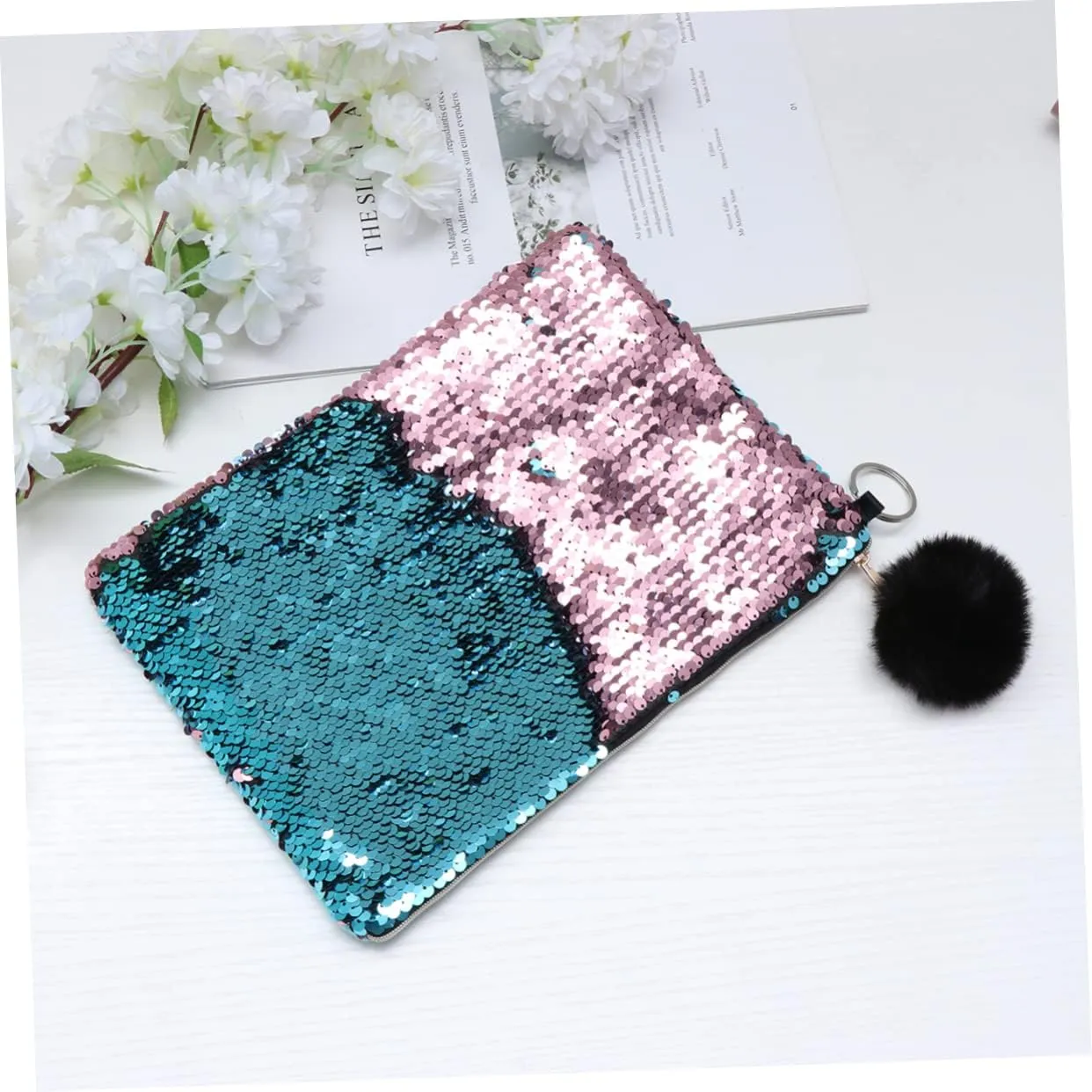 Housoutil 2pcs Makeup Bags Sparkling Wallet for Women Cosmetic Bag for Women Coin Purse Hairball Supplies Miss, As Shownx3pcs, Szie 1x3pcs