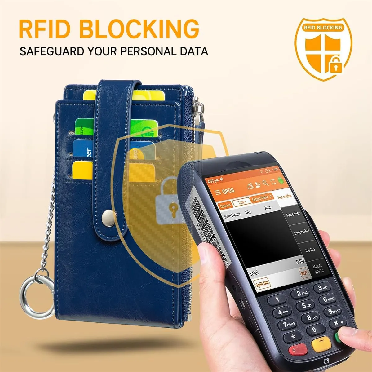 Huztencor Credit Card Holder for Women RFID Small Wallet Women Slim - Multi Zipper Card Case with Keychain