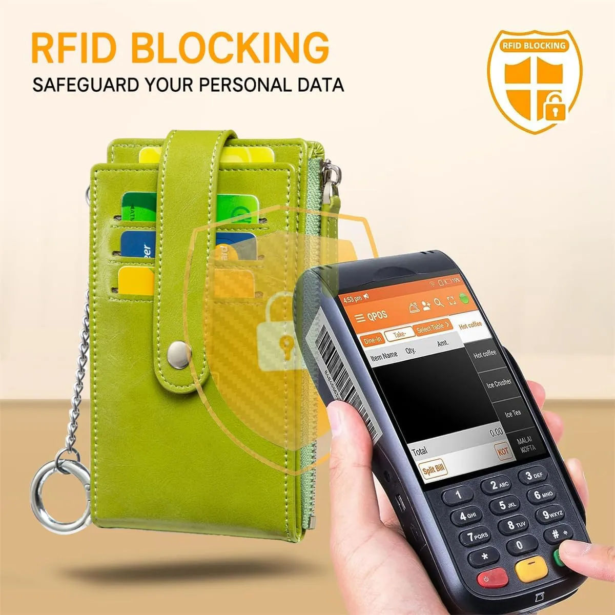 Huztencor Credit Card Holder for Women RFID Small Wallet Women Slim - Multi Zipper Card Case with Keychain