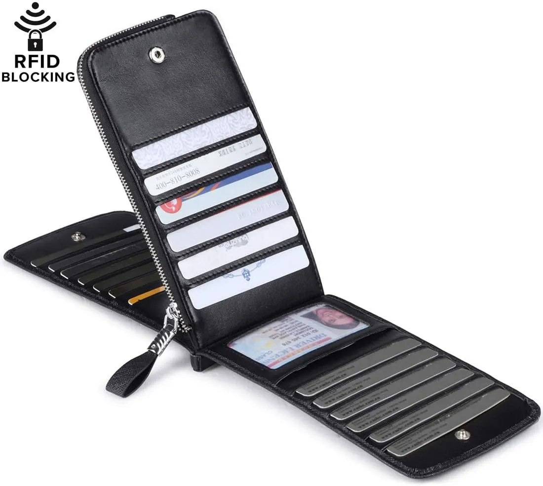 Huztencor Womens Leather Credit Card Holder Wallet RFID Blocking Wallet Women Card Case Purse