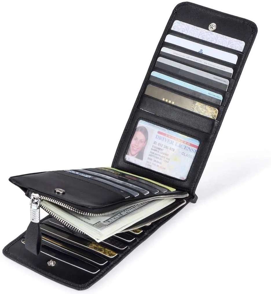 Huztencor Womens Leather Credit Card Holder Wallet RFID Blocking Wallet Women Card Case Purse