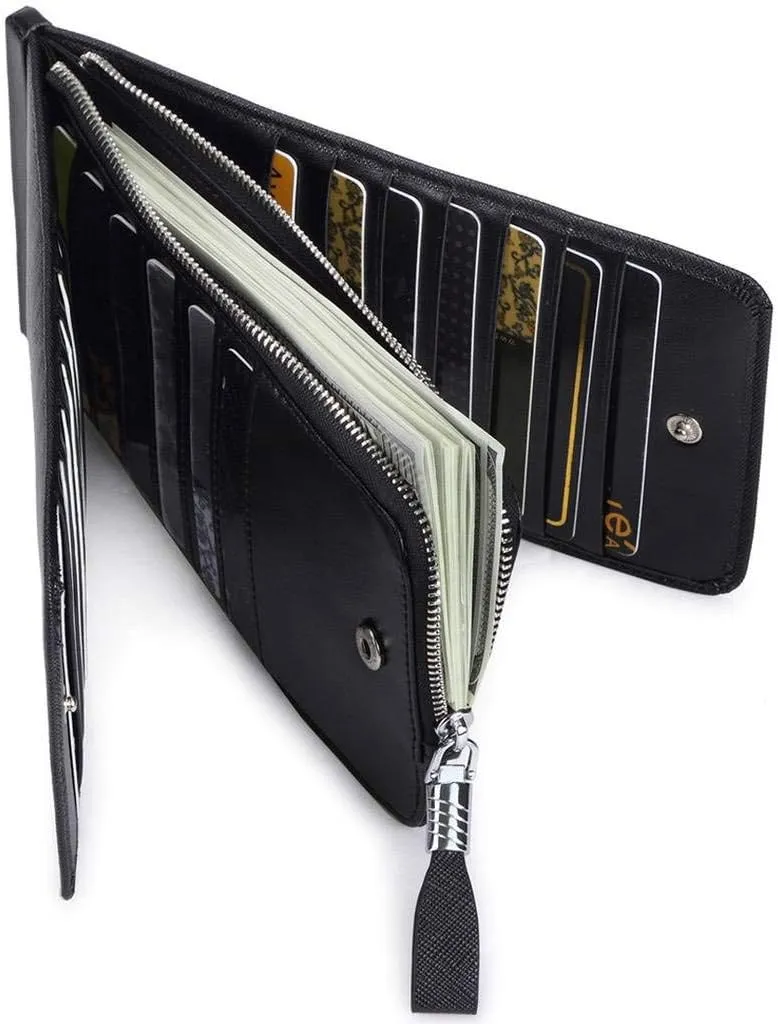 Huztencor Womens Leather Credit Card Holder Wallet RFID Blocking Wallet Women Card Case Purse