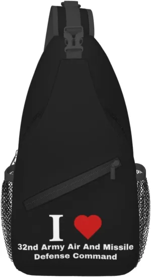 I love 32nd Army Air And Missile Defense Command Crossbody Bags For Women Men Chest Backpack Gym Shoulder Bag Travel Outdoor Sports Casual Crossbody Bags