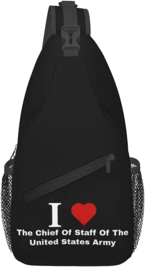 I love The Chief Of Staff Of The United States Army Crossbody Bags For Women Men Chest Backpack Gym Shoulder Bag Travel Outdoor Sports Casual Crossbody Bags