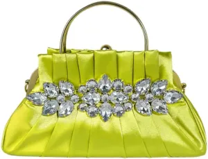 IAMUHI Women Retro Satin Evening Handbag Pleated Rhinestone Clutch Bag Party Wedding Crossbody Shoulder Purse with Chain