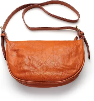IJUN Handmade Vintage Small Crossbody Purse for Women - Full Grain Oil Vegetable Tanned Leather Shoulder Bag S Size