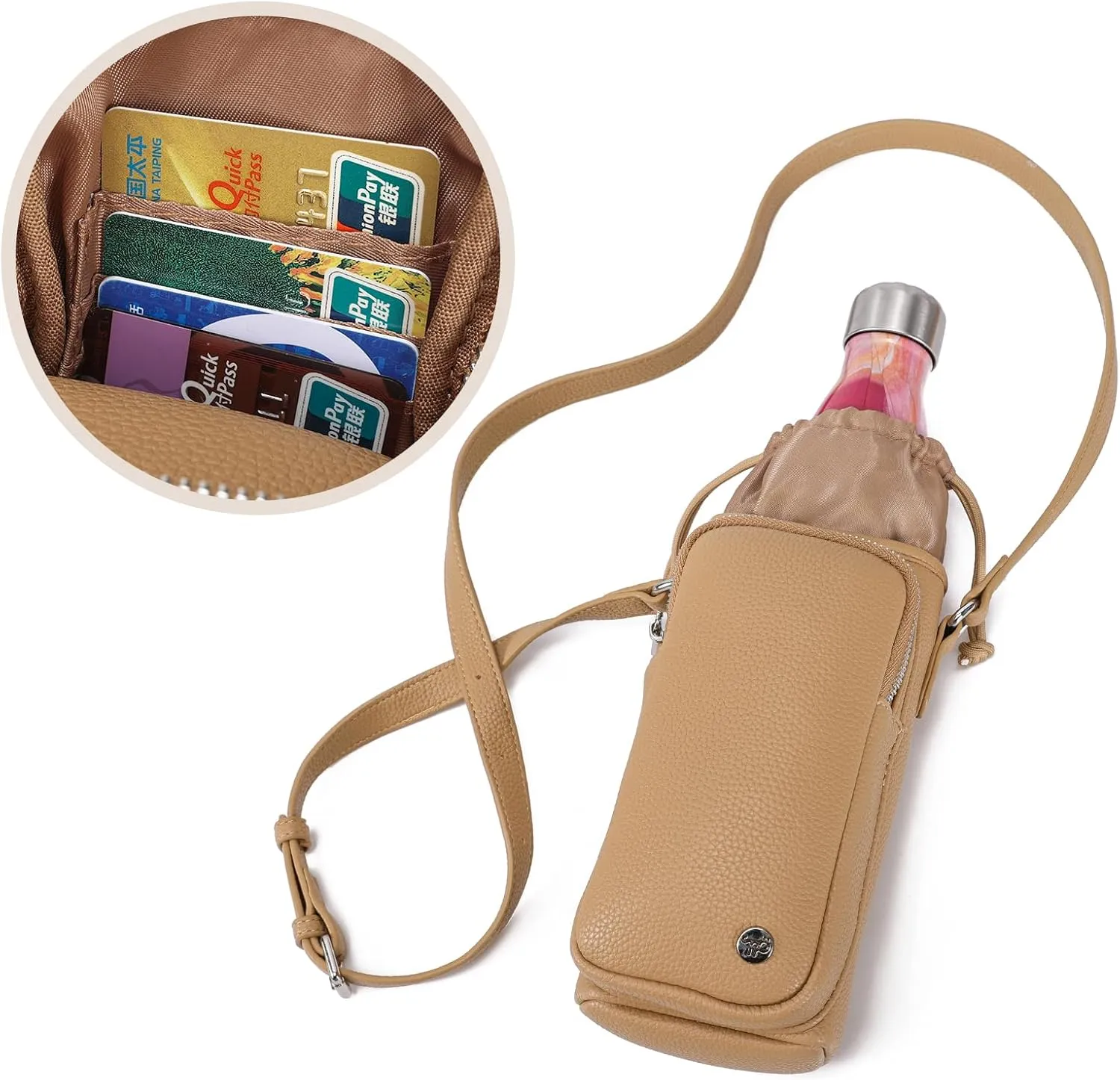 INICAT Leather Water Bottle Holder with Strap Water Bottle Carrier Bag for 32oz Tumbler Insulated