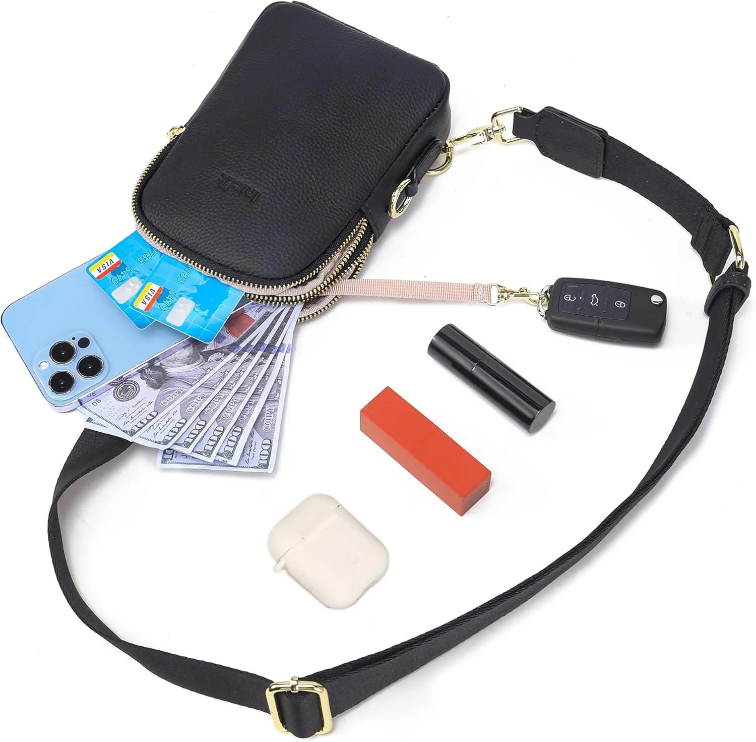INICAT Small Crossbody Sling Bags for Women Vegan Leather Cell Phone Purse Fanny Packs for Women Men