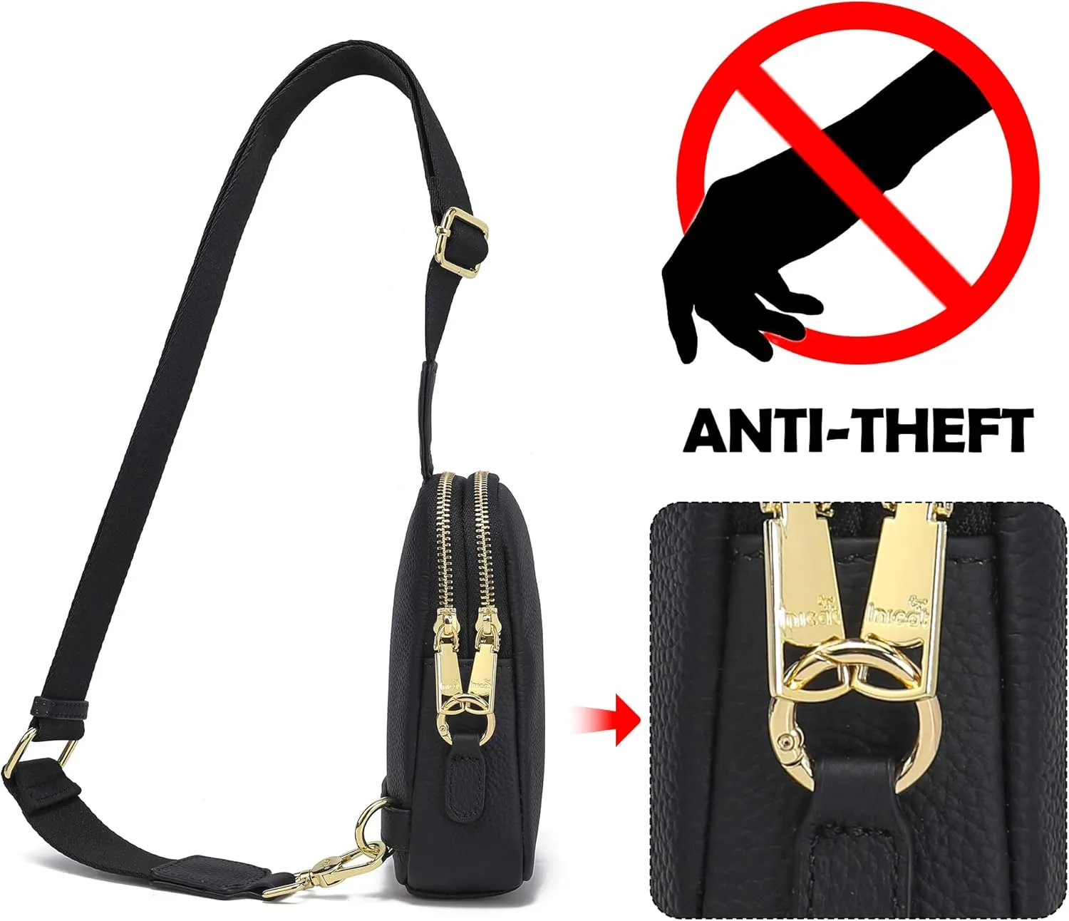 INICAT Small Crossbody Sling Bags for Women Vegan Leather Cell Phone Purse Fanny Packs for Women Men