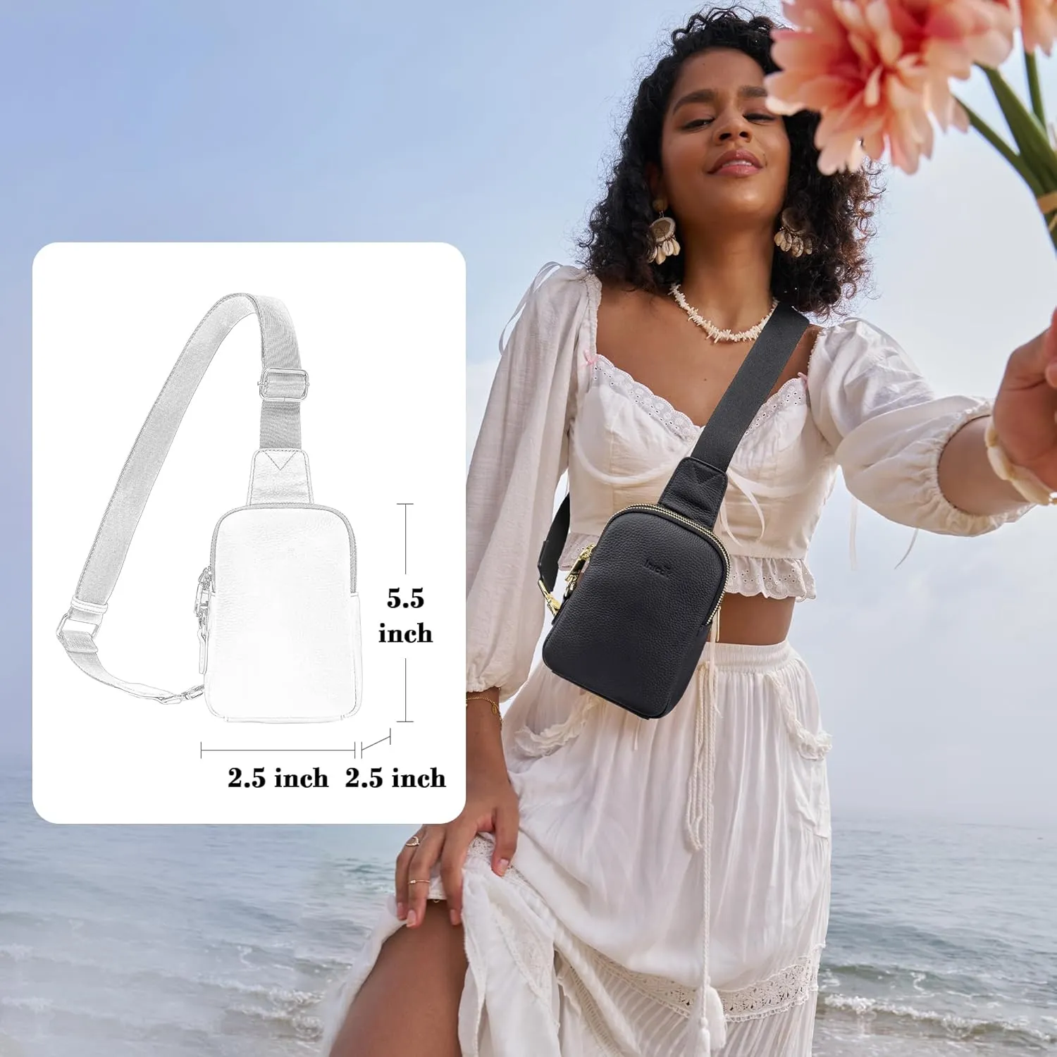 INICAT Small Crossbody Sling Bags for Women Vegan Leather Cell Phone Purse Fanny Packs for Women Men
