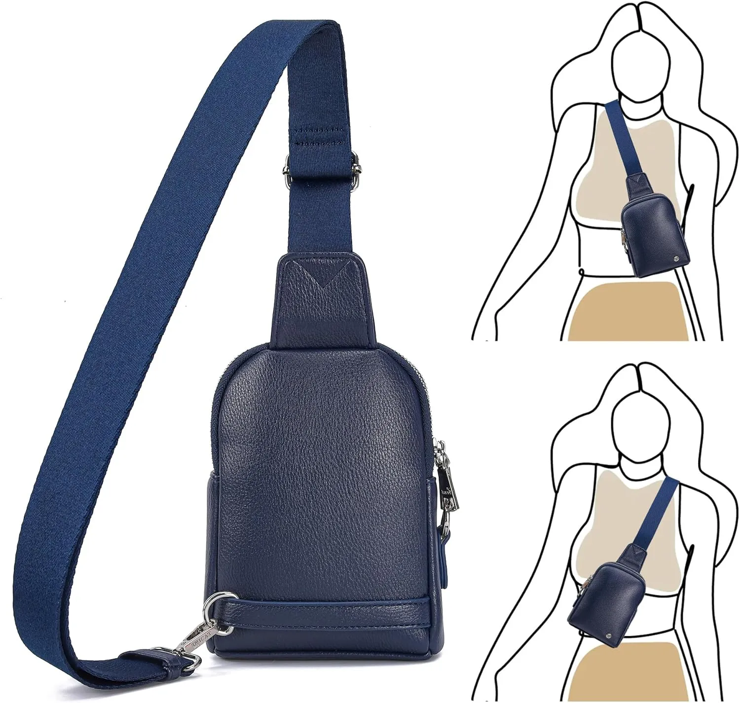 INICAT Travel Small Sling Bag Leather Crossbody Bags for Women Fanny Packs Cross Body Bag for Woman Cross Body Purses