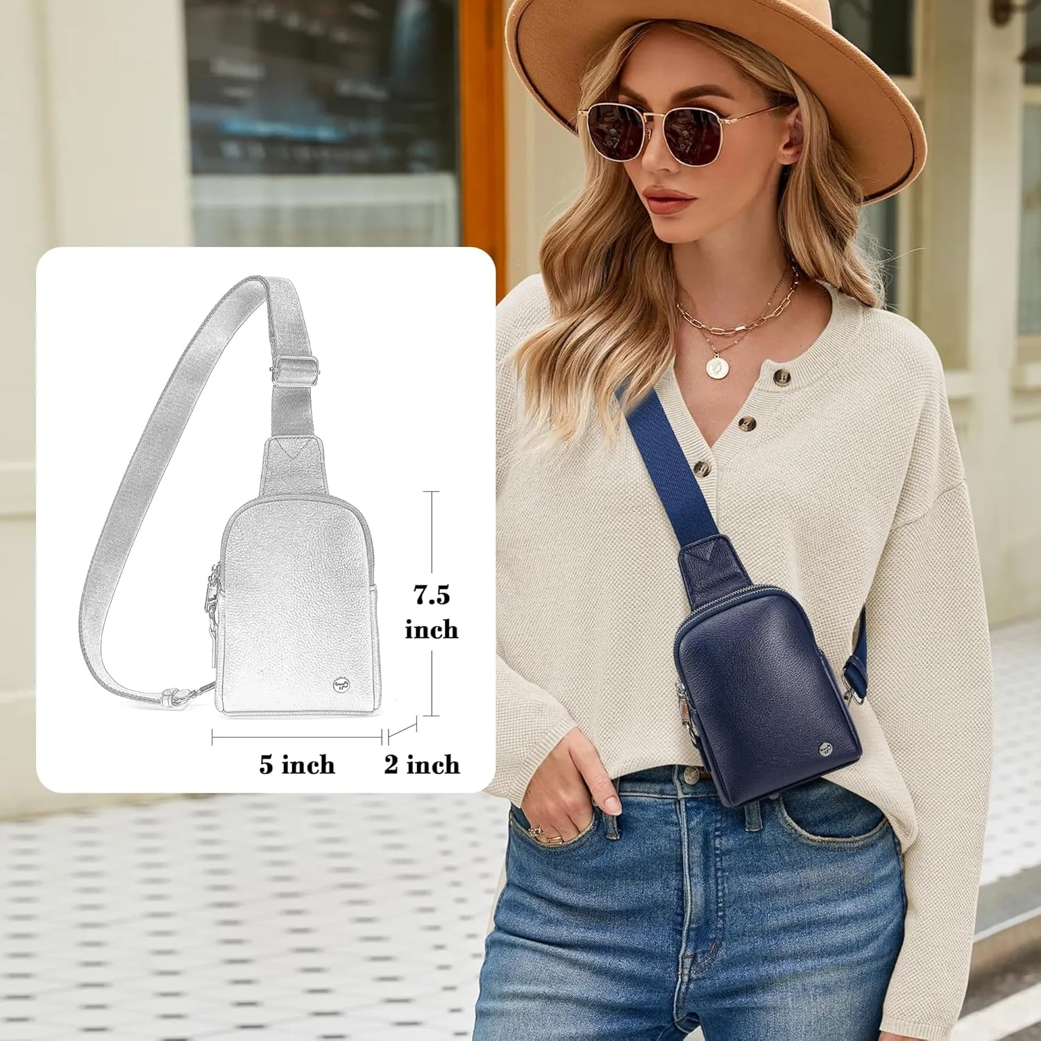 INICAT Travel Small Sling Bag Leather Crossbody Bags for Women Fanny Packs Cross Body Bag for Woman Cross Body Purses