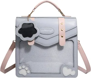 Ita Bag Backpack& Crossbody & Handbag | Cute Cat Paw Hearts Deco | Star Studs | Gift for Friends Her