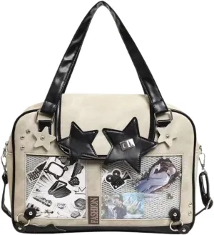 Ita Bag Star Patch Star Adornments Transparent Layers for Personalization Rivet Decor Large Capacity (beige)