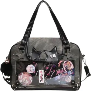 Ita Bag Star Patch Star Adornments Transparent Layers for Personalization Rivet Decor Large Capacity (grey)