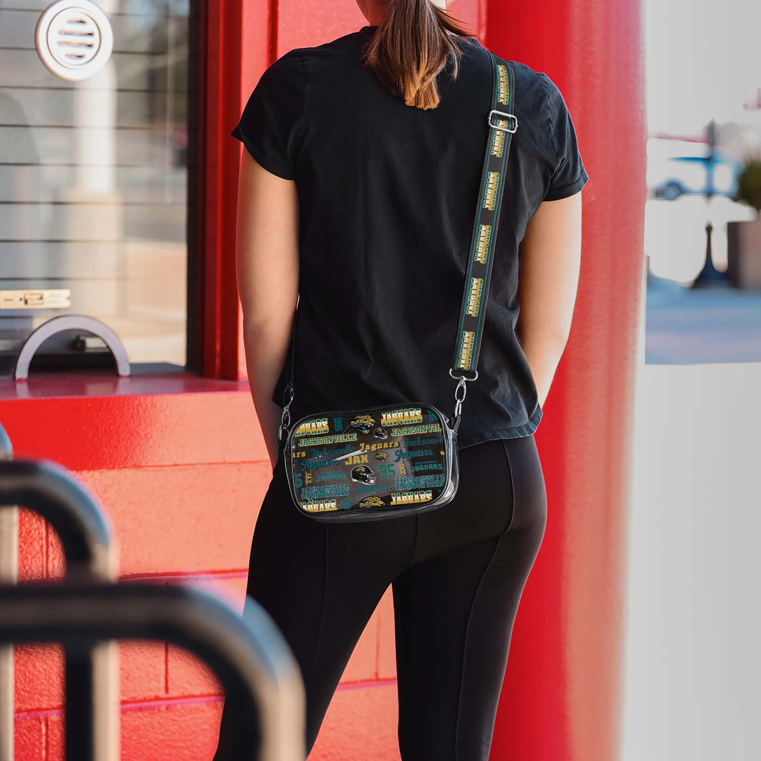Jacksonville Jaguars Repeat Retro Print Clear Crossbody Bag