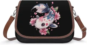Japan Fish Crossbody Bags for Women Leather Tote Bag Handbag Purse for Work Travel