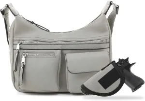 JESSIE & JAMES Large Concealed Carry Crossbody Bag For Women Gunbag Shoulder Purse With Detachable Holster