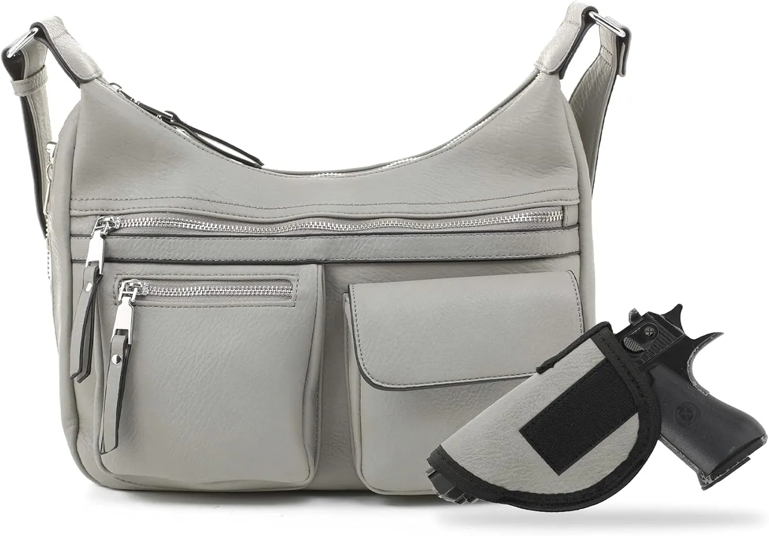JESSIE & JAMES Large Concealed Carry Crossbody Bag For Women Gunbag Shoulder Purse With Detachable Holster