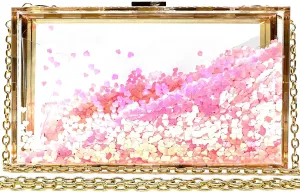 JeVenis Magical Transparent Sequins Clutch Purse Evening Handbag For Party Prom Bride