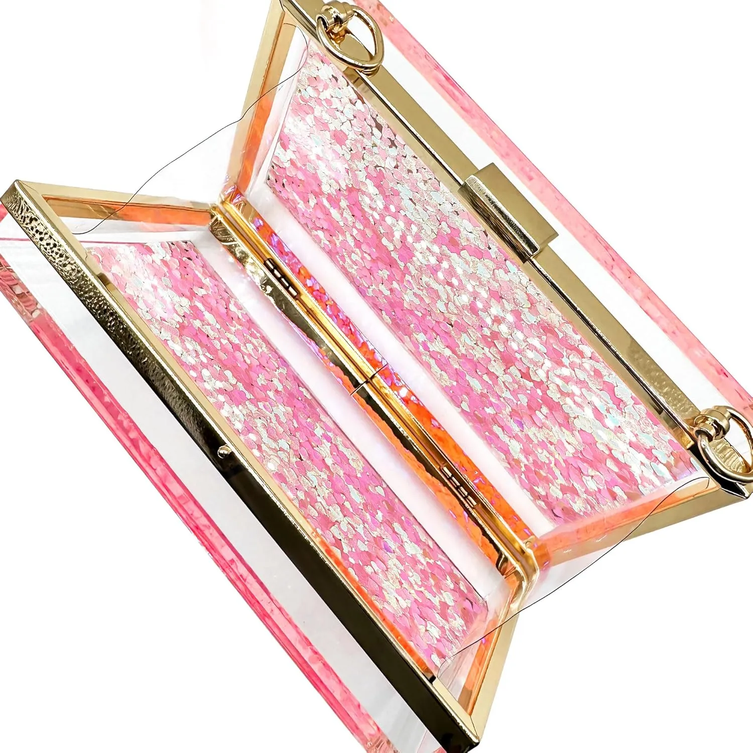 JeVenis Magical Transparent Sequins Clutch Purse Evening Handbag For Party Prom Bride