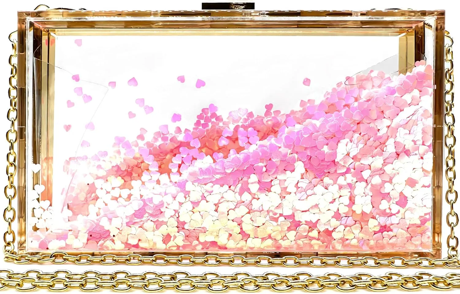 JeVenis Magical Transparent Sequins Clutch Purse Evening Handbag For Party Prom Bride