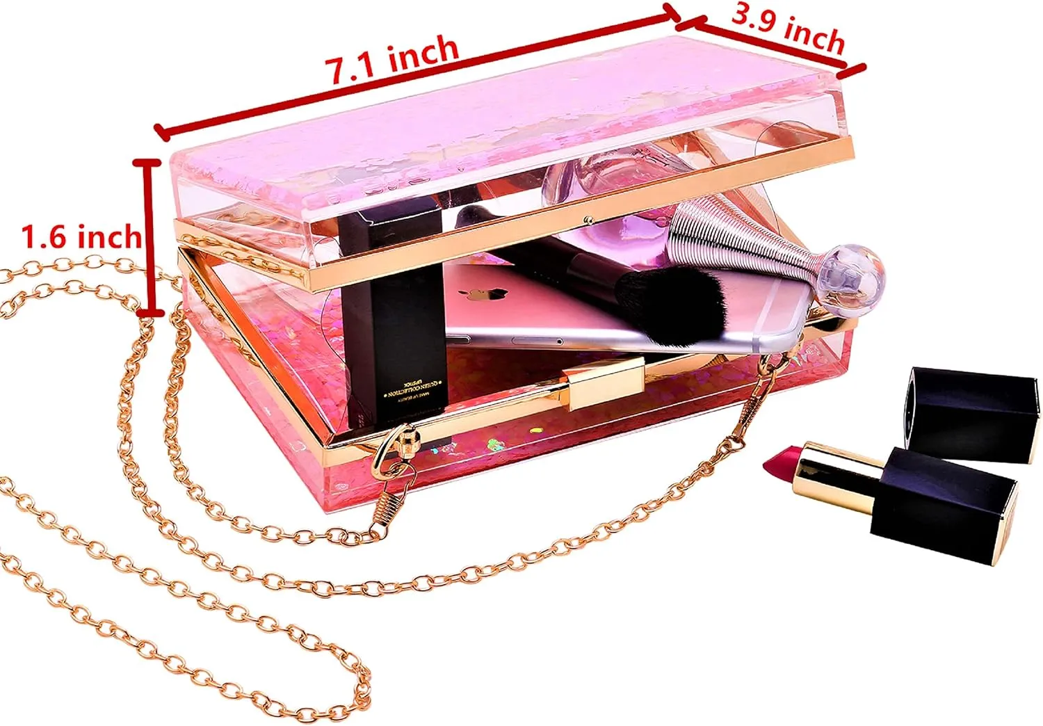 JeVenis Magical Transparent Sequins Clutch Purse Evening Handbag For Party Prom Bride