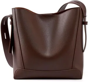 JIUFENG Leather Handbags for Women, Soft Shoulder Tote Crossbody Purses Bucket Bags with Adjustable Strap