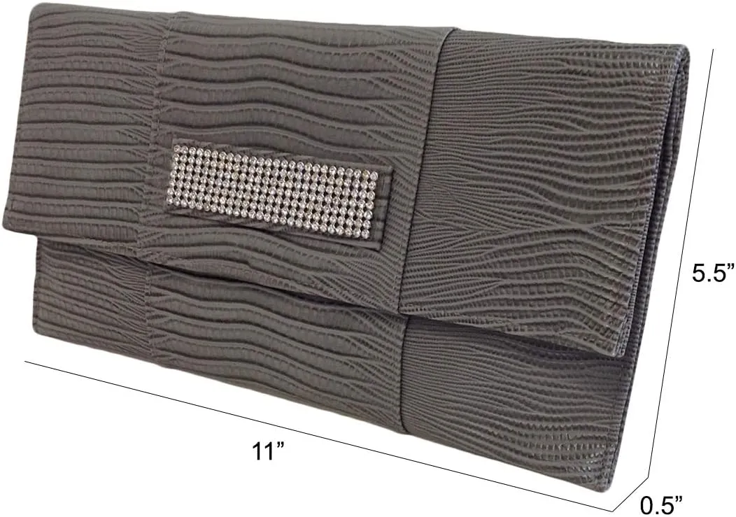 JNB Synthetic Lizard Rhinestone Accent Envelope Clutch