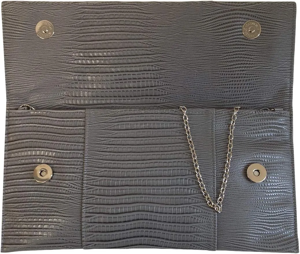 JNB Synthetic Lizard Rhinestone Accent Envelope Clutch