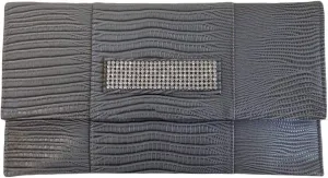 JNB Synthetic Lizard Rhinestone Accent Envelope Clutch