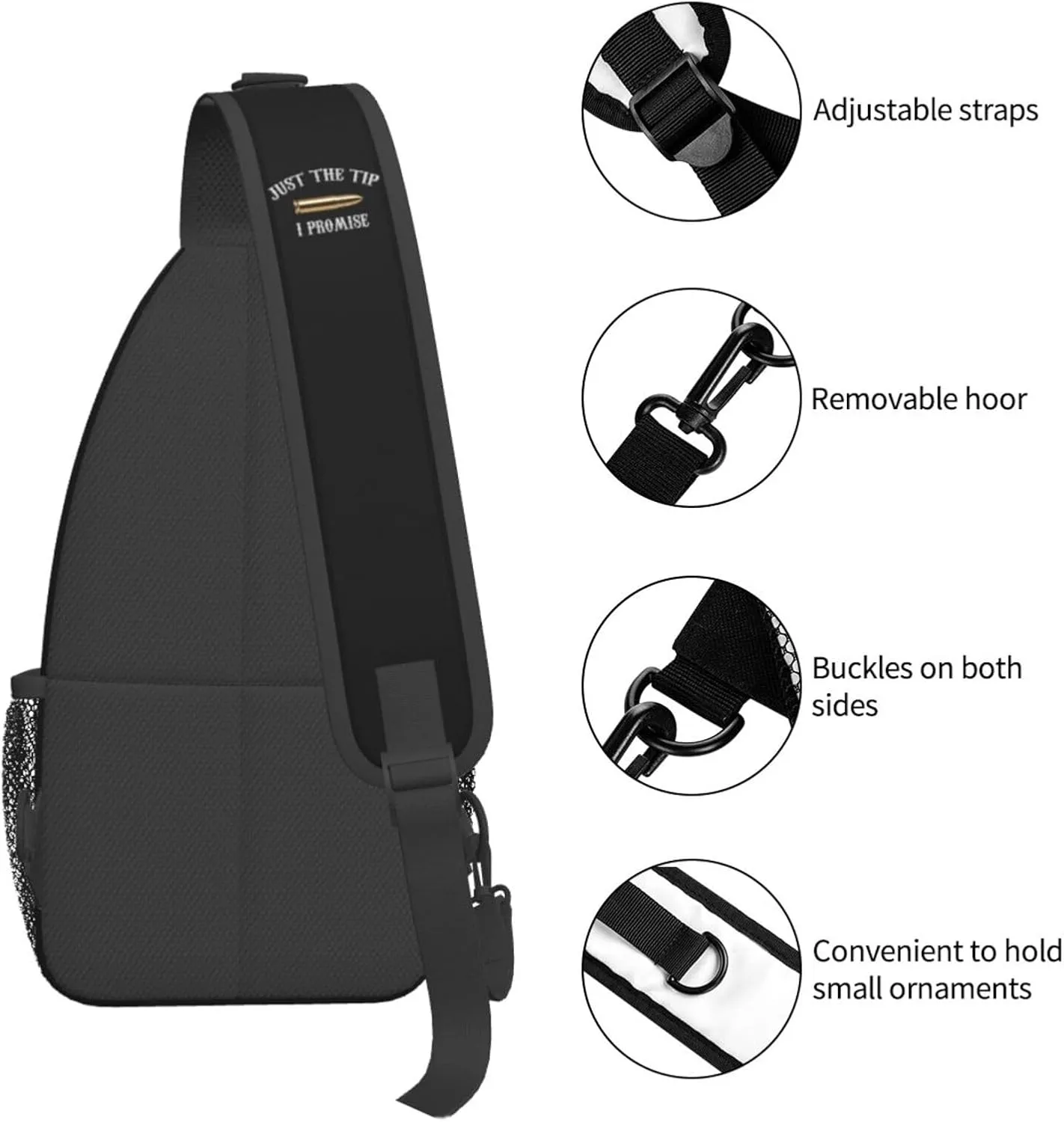 Just The Tip I Promise Sling Bag Crossbody Backpack Shoulder Casual Daypack Bag for Men Women